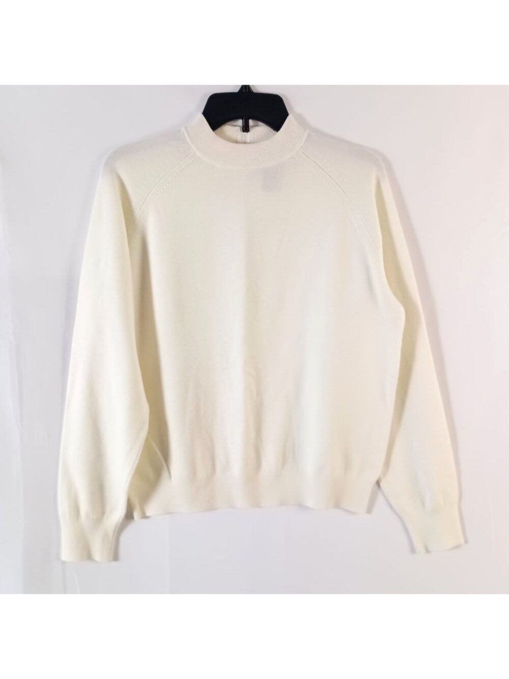Hampshire Studio Sweater Womens XL Ivory Mock Neck Back Zip Soft Lightweight Kni